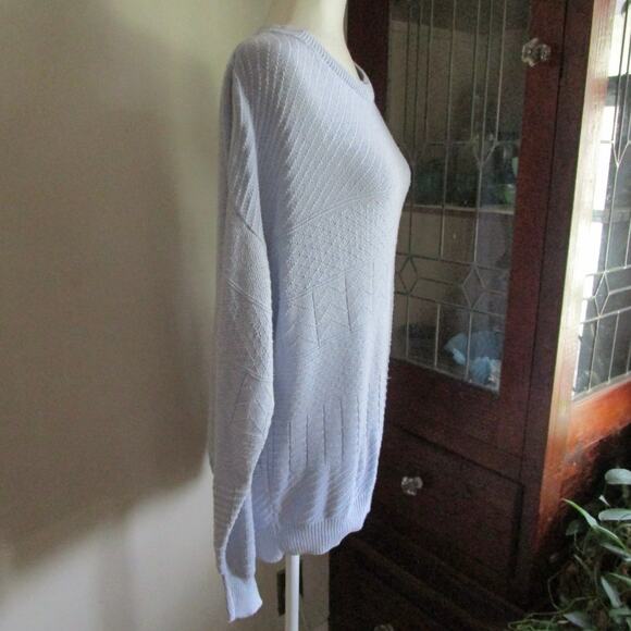 Vintage Gloria Vanderbilt Knit Sweater Size L Lilac Pointelle Crewneck Women 80s - Picture 3 of 16